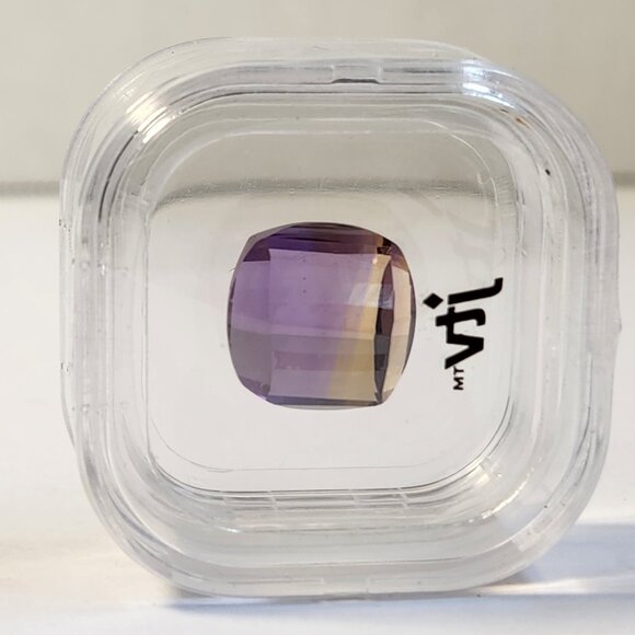 SIB Mandiore Ametrine Avg 13.00ct 14x14mm Cushion Roll Top Cut Loose Gemstone - Picture 9 of 10